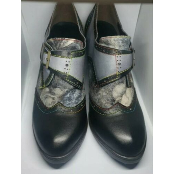 CrazycatZ Leather Pumps,Womens Colorful Vintage Block Heel Oxford Vintage Shoes - Picture 8 of 8